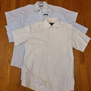 SET OF 3 Mens Shirt Size Medium Neck 15.5 Button Up Short Sleeve